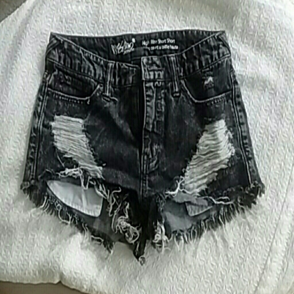 High Rise Distressed Shorts